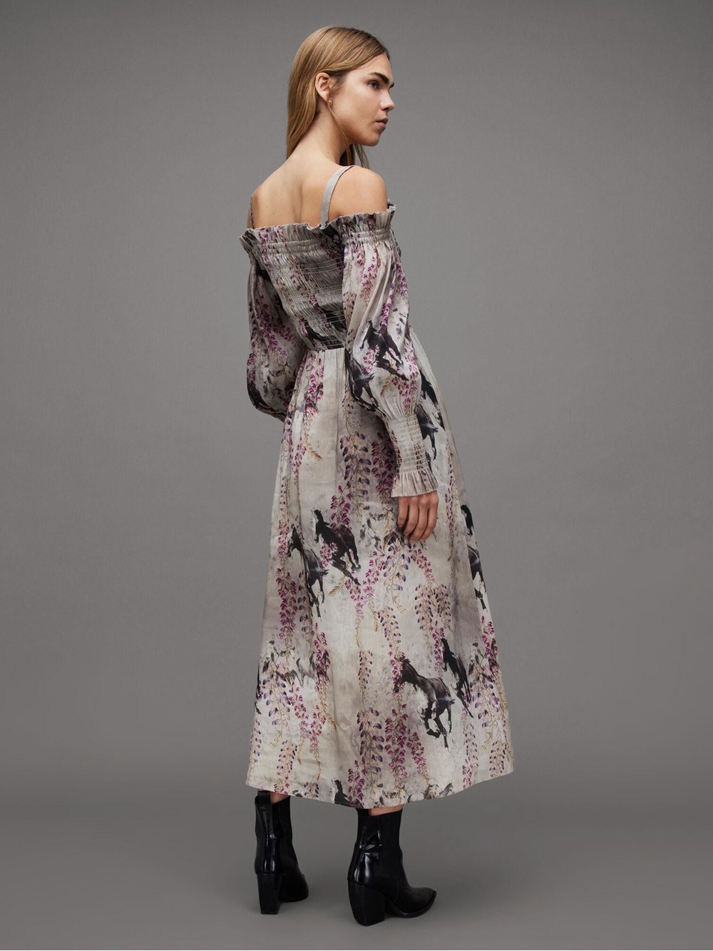 Women’s ALLSAINTS Lary Dionne linen and silk blend maxi dress- Size US 4